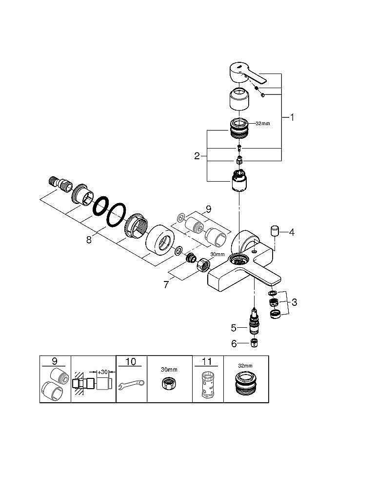Смеситель для ванны Grohe Lineare 33849001 хром купить в интернет-магазине сантехники Sanbest