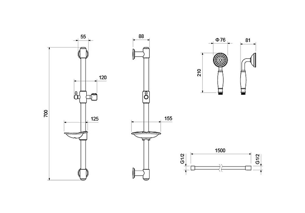 Душевой гарнитур Aquatek Классик AQ2020CR хром купить в интернет-магазине сантехники Sanbest