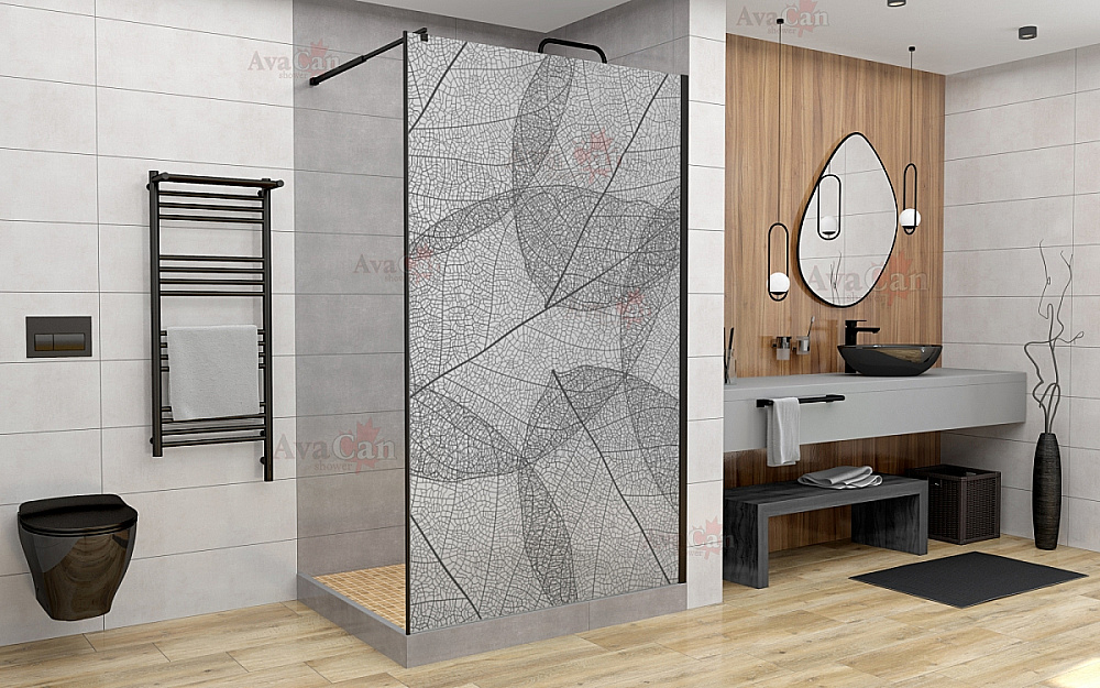 Душевое ограждение AvaCan MB100 MT профиль черный/стекло матовое с рисунком купить в интернет-магазине Sanbest