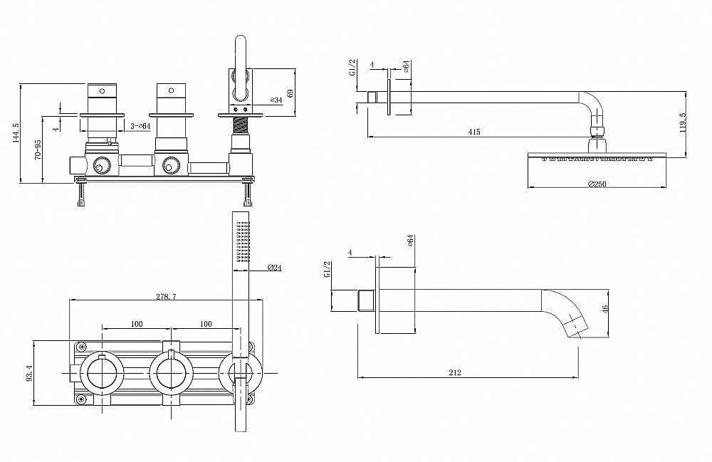 Душевая система Abber Wasser Kreis 316 AF8150BST сталь брашированная купить в интернет-магазине сантехники Sanbest
