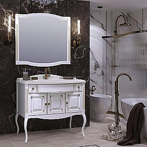 Тумба с раковиной Опадирис Лаура 100 белый/swarovski золото для ванной в интернет-магазине Sanbest