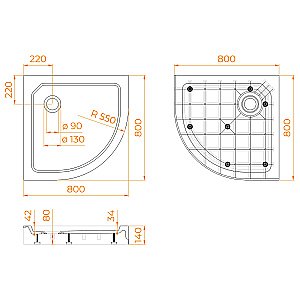 Душевой поддон RGW SMC SMC/R-C-088W 80х80 12350488-01 белый купить в интернет-магазине Sanbest