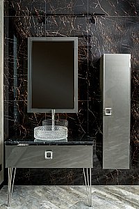 Консоль с раковиной и столешницей Armadi Art LUCIDO 770-100-GR 100 глянцевый графит для ванной в интернет-магазине сантехники Sanbest