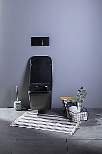 Унитаз подвесной Aquanet Rimless Tavr-W BL-103N-WHT black черный матовый, с крышкой микролифт, безободковый купить в интернет-магазине Sanbest