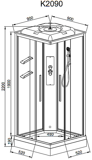 Душевая кабина AvaCan K Серия K2090 90х90 стандартная купить в интернет-магазине Sanbest