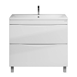 Тумба с раковиной напольная Grossman Виста 90 с 2-я ящ, белый глянец для ванной в интернет-магазине Sanbest