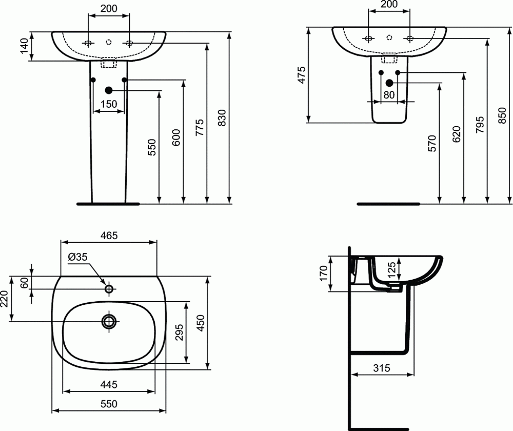 Раковина на пьедестале Ideal Standard Tesi T351501 купить в интернет-магазине Sanbest