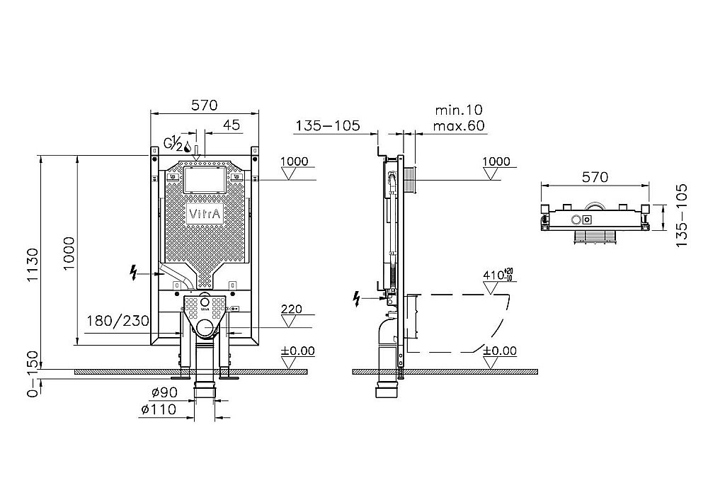 Инсталляция для унитаза Vitra Vpro 765-5800-01 купить в интернет-магазине сантехники Sanbest