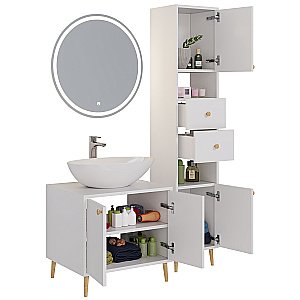 Пенал напольный Dreja LUNO 99.2004 35 белый глянец для ванной в интернет-магазине сантехники Sanbest