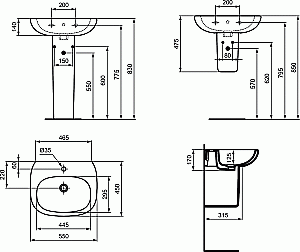 Раковина на пьедестале Ideal Standard Tesi 55 T351501 белая купить в интернет-магазине Sanbest