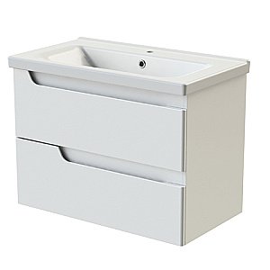 Тумба с раковиной Orange TOPLINE-Milano TP-MR80+RA белая глянец для ванной в интернет-магазине Sanbest