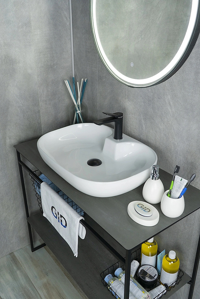 Раковина накладная Gid Lago 61 N9446b 51156 белая купить в интернет-магазине Sanbest