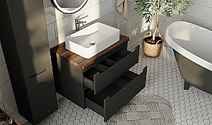 Тумба с раковиной Jorno Wood 100 серая для ванной в интернет-магазине Sanbest