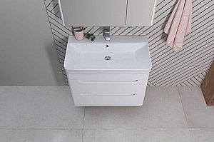 Тумба с раковиной Aquanet София 274002 80 белый глянец для ванной в интернет-магазине Sanbest