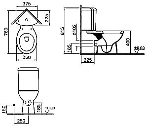 Унитаз Vitra Arkitekt 9754B003-7201 с бачком, с крышкой микролифт, белый купить в интернет-магазине Sanbest
