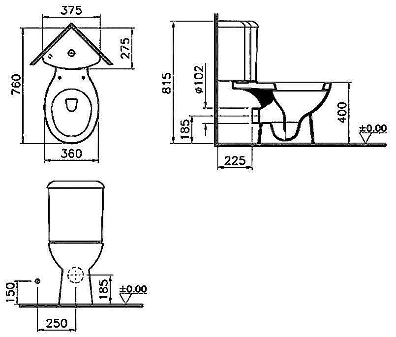 Унитаз Vitra Arkitekt 9754B003-7201 с бачком, с крышкой микролифт, белый купить в интернет-магазине Sanbest