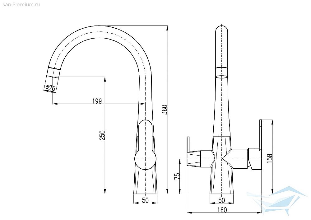 Смеситель для кухни Rav-Slezak Zambezi ZA018.5 хром купить в интернет-магазине сантехники Sanbest