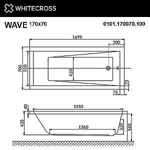 Гидромассажная ванна WhiteCross Wave 170x70 LINE NANO хром купить в интернет-магазине Sanbest