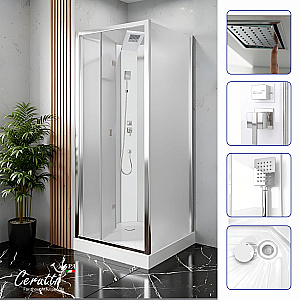 Душевая кабина Ceruttispa BELLA 90F 90x90 стекло матовое/профиль черный матовый купить в интернет-магазине Sanbest