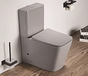 Унитаз напольный CeramaLux 2170AXMH светло-серый матовый, безободковый, с бачком, с крышкой микролифт купить в интернет-магазине Sanbest