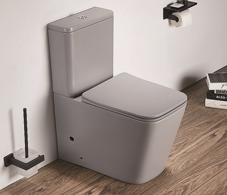 Унитаз напольный CeramaLux 2170AXMH светло-серый матовый, безободковый, с бачком, с крышкой микролифт купить в интернет-магазине Sanbest