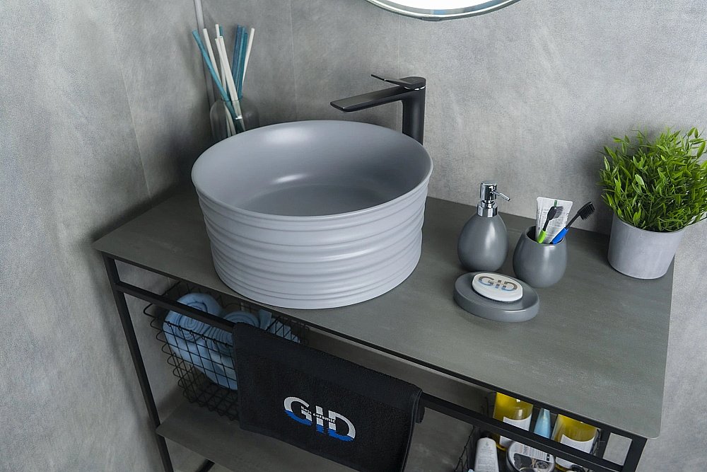 Раковина накладная Gid Esfera 41 Gm969 53335 серая матовая купить в интернет-магазине Sanbest