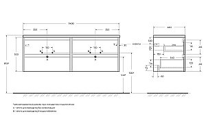 Тумба с раковинами и столешницей BelBagno KRAFT 140 Rovere Galifax Bianco для ванной в интернет-магазине Sanbest