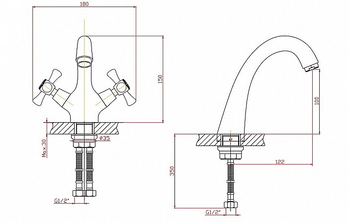 Смеситель для раковины Agger Retro A1902100 хром купить в интернет-магазине сантехники Sanbest