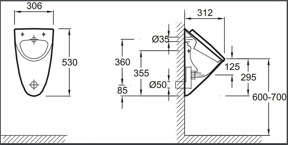 Писсуар Jacob Delafon PRESQU'ILE E1161-00 купить в интернет-магазине Sanbest