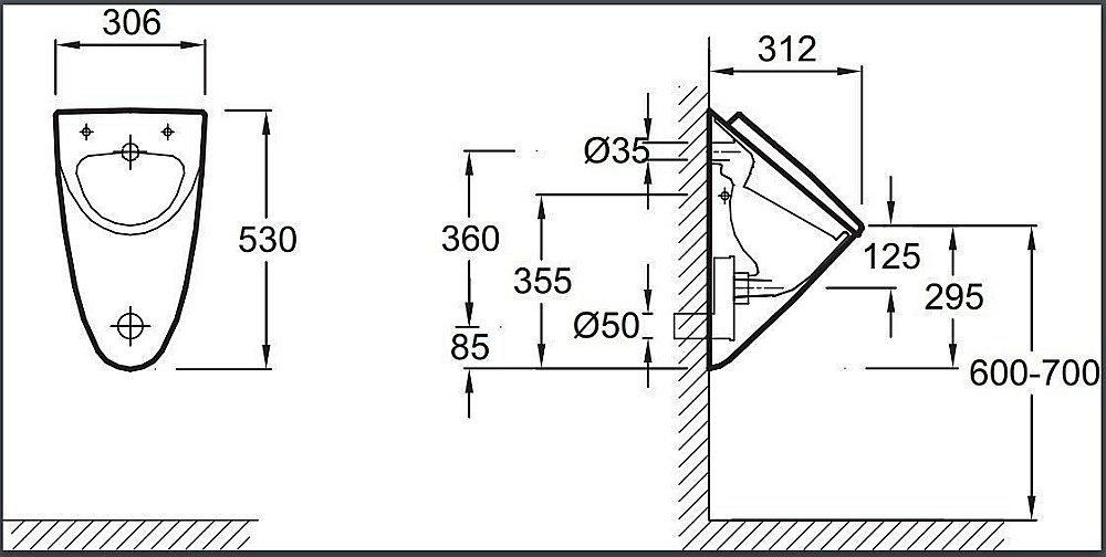 Писсуар Jacob Delafon PRESQU'ILE E1161-00 купить в интернет-магазине Sanbest