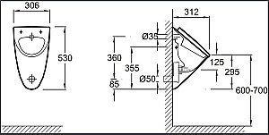 Писсуар Jacob Delafon PRESQU'ILE E1161-00 купить в интернет-магазине Sanbest