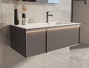 Тумба с раковиной Vincea Elise 100 VMC-4EL100MG/VCB-4EL100MW серый матовый для ванной в интернет-магазине Sanbest