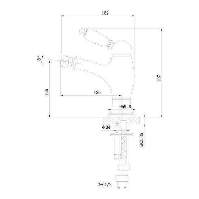 Смеситель для биде Caprigo ADRIA–Uno 02-533-VOT купить в интернет-магазине сантехники Sanbest