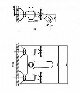 Смеситель для ванны Orange Kristi M33-100cr купить в интернет-магазине сантехники Sanbest
