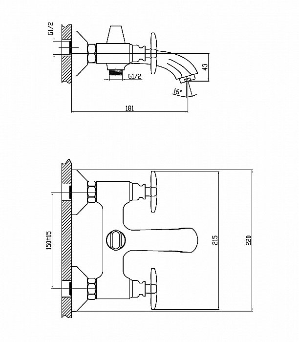 Смеситель для ванны Orange Kristi M33-100cr купить в интернет-магазине сантехники Sanbest