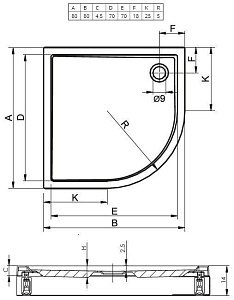Душевой поддон радиальный Riho Davos 279 80x80 купить в интернет-магазине Sanbest