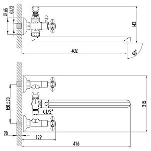 Смеситель для ванны Lemark Vista LM7651C купить в интернет-магазине сантехники Sanbest