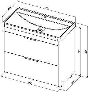 Тумба напольная с раковиной Aquanet Ирис New 90 336309+329250 белая глянцевая для ванной в интернет-магазине Sanbest