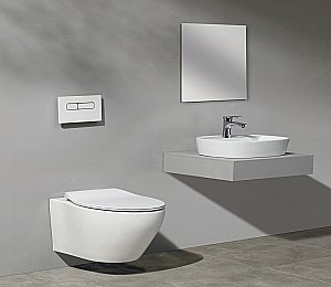 Унитаз подвесной Ceramalux CL-2101 белый, безободковый, с крышкой микролифт купить в интернет-магазине Sanbest