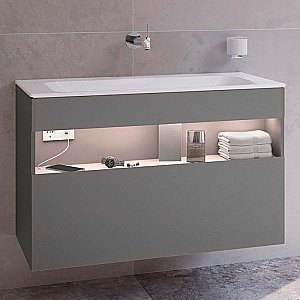 Тумба с раковиной KEUCO STAGELINE 32872290100 100 без отверстий под смеситель, инокс матовый для ванной в интернет-магазине Sanbest