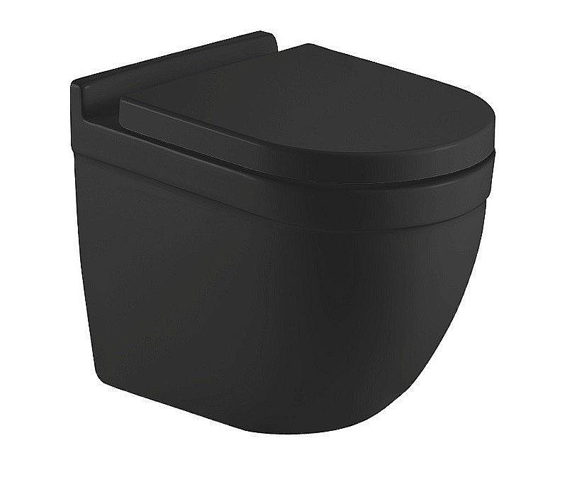 Унитаз подвесной CeramaLux 2198MB черный матовый, безободковый, с крышкой микролифт купить в интернет-магазине Sanbest