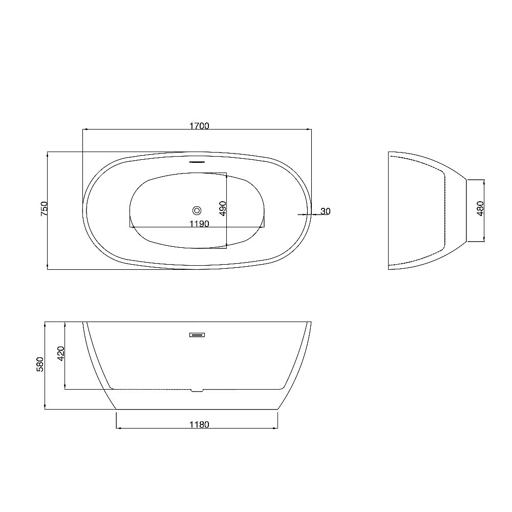 Ванна акриловая Grossman Fly GR-1104 170x75 белая купить в интернет-магазине Sanbest