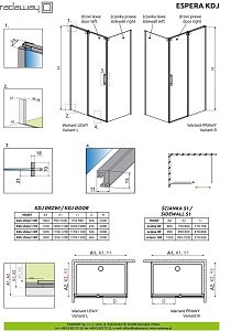 Душевой уголок Radaway Espera KDJ 140x90 купить в интернет-магазине Sanbest