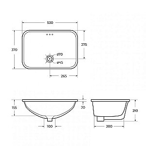 Раковина встраиваемая BelBagno 53 BB1006 белая купить в интернет-магазине Sanbest