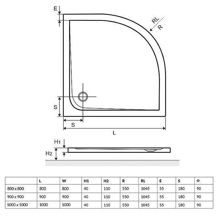 Душевой поддон Excellent Sense 80x80 белый купить в интернет-магазине Sanbest