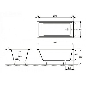 Ванна чугунная Delice Level Elite DLR230618R 140х70 белая купить в интернет-магазине Sanbest