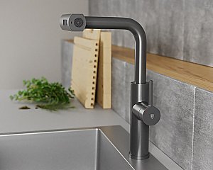 Смеситель для кухни Rush Tinos TI3732-18Grey графит купить в интернет-магазине сантехники Sanbest
