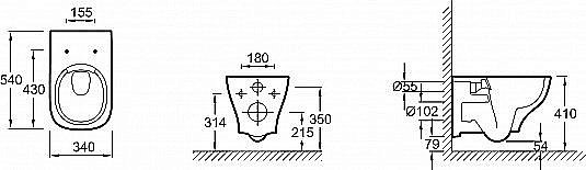 Унитаз подвесной Jacob Delafon STRUKTURA E21741RU-00 безободковый, с крышкой микролифт, с инсталляцией и кнопкой хром купить в интернет-магазине Sanbest
