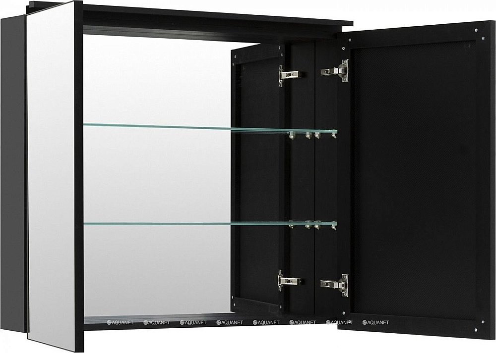 Зеркальный шкаф De Aqua Алюминиум 261760 90 черный купить в интернет-магазине сантехники Sanbest