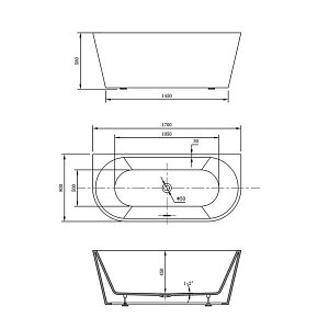 Ванна акриловая Vincea VBT-421-1700MW 170x80 купить в интернет-магазине Sanbest